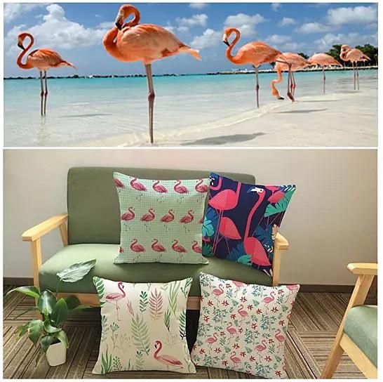 Tropical Flamingo Pillow Cover Set | Vibrant Boho Cushion Design