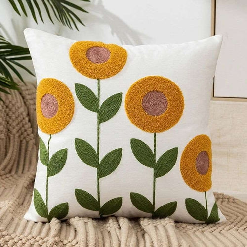 Boho Embroidered Throw Pillow Cover 45x45 cm | Modern Home Decor