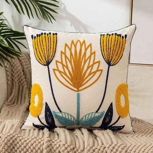 Boho Embroidered Throw Pillow Cover 45x45 cm | Modern Home Decor
