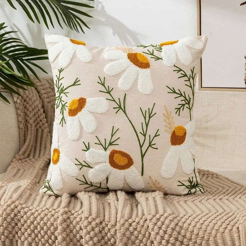Boho Embroidered Throw Pillow Cover 45x45 cm | Modern Home Decor
