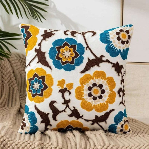 Boho Embroidered Throw Pillow Cover 45x45 cm | Modern Home Decor