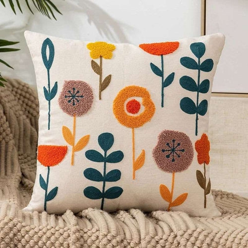 Boho Embroidered Throw Pillow Cover 45x45 cm | Modern Home Decor