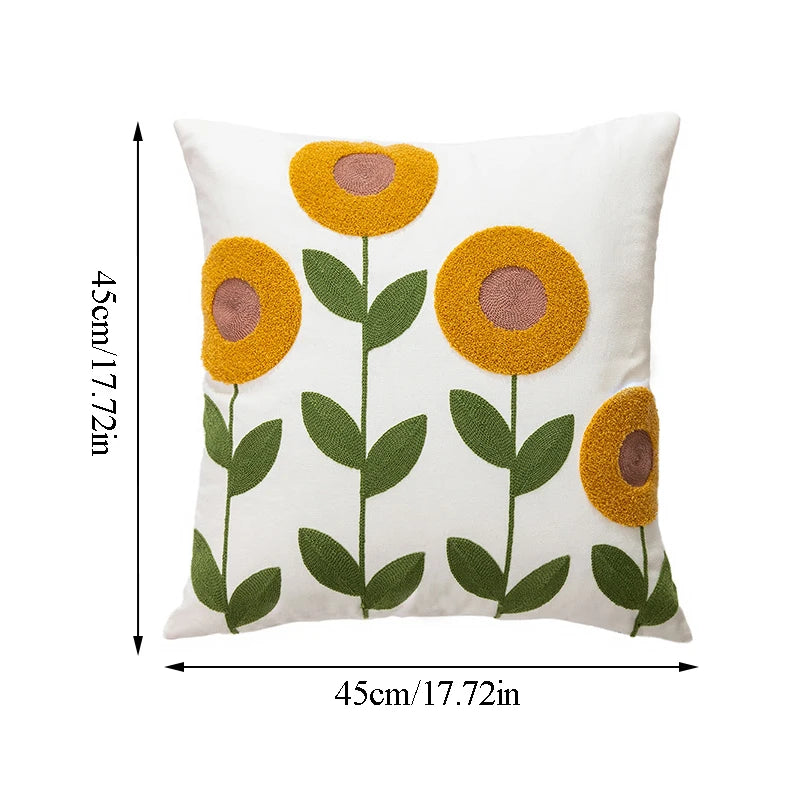 Boho Embroidered Throw Pillow Cover 45x45 cm | Modern Home Decor
